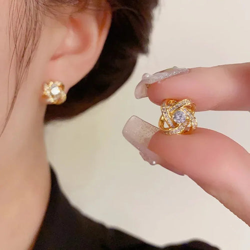 Elegant Crystal Earrings – Heart Flower Geometric Style elyndar