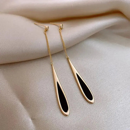 Gold Geometric Tassel Earrings – Korean Style for Women elyndar